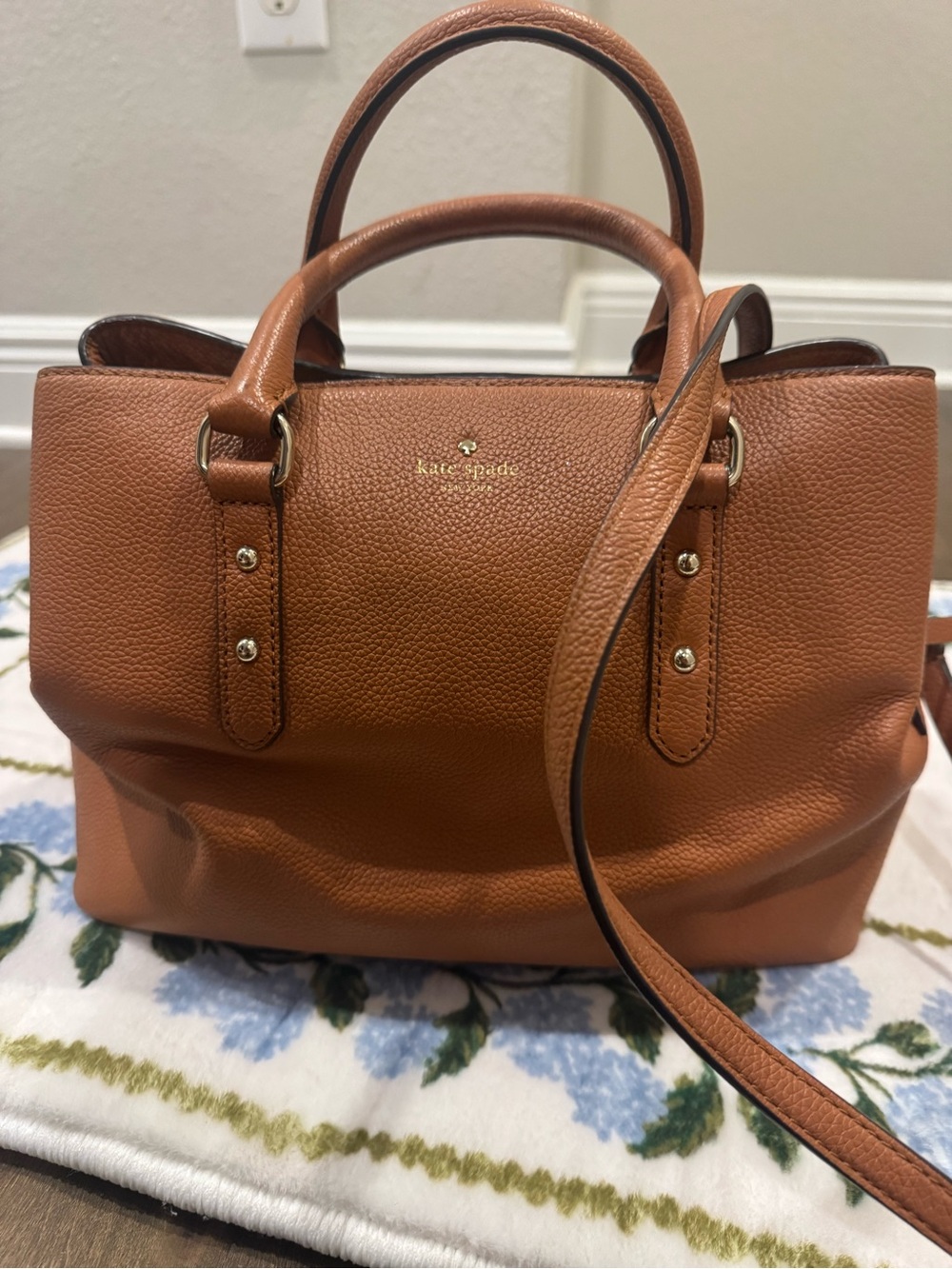 Kate Spade Cedar Brown Leather Satchel handbag Purse